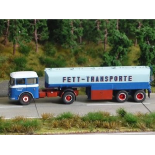 Camion Remorque Skoda DDR Semi Trailer 1:87 H0 Permot - Bleu - Occasion - Collection Modélisme